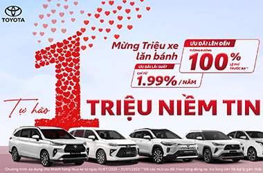 Toyota duy trì ưu đãi lên đến 100% lệ phí trước bạ hậu cán mốc doanh số 1 triệu xe