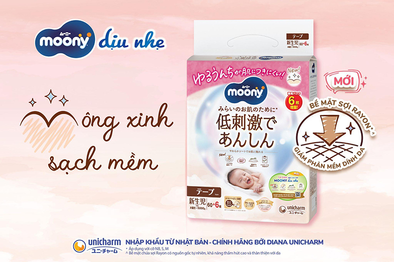 Trọn bộ sản phẩm Tã Moony Dịu Nhẹ - Chăm sóc da cho bé