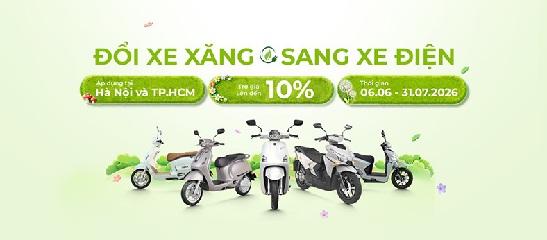 Yadea hỗ trợ người dùng chuyển đổi từ xăng sang xe điện