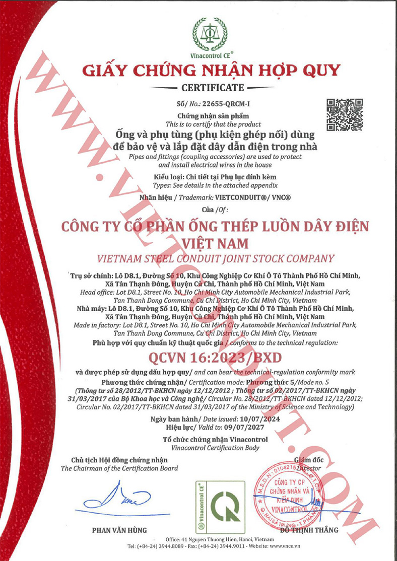 Ống thép luồn dây điện Vietconduit UL 797 giúp PCCC cho công trình