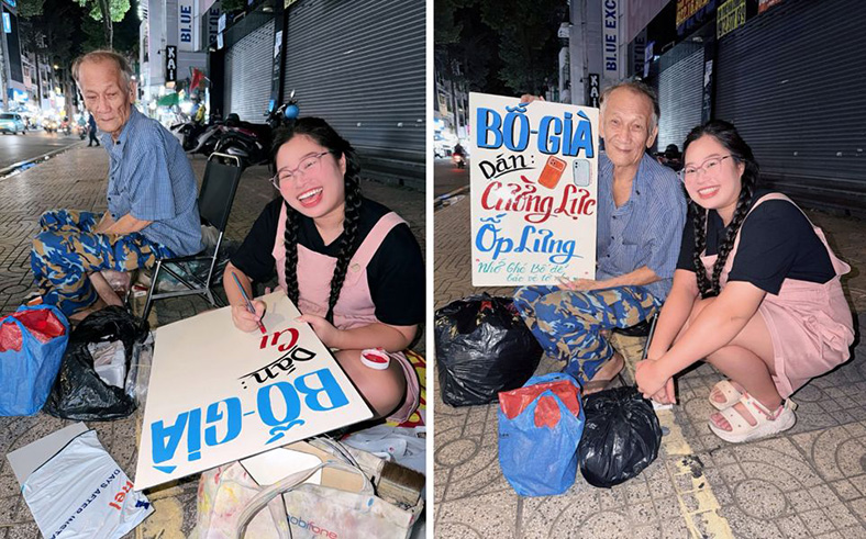 Đôi bạn trẻ 'vẽ hạnh phúc' cho những gánh hàng rong