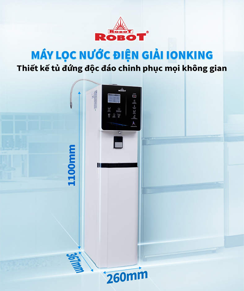 Máy lọc nước điện giải ROBOT ionKing thu hút bởi chức năng và kiểu dáng