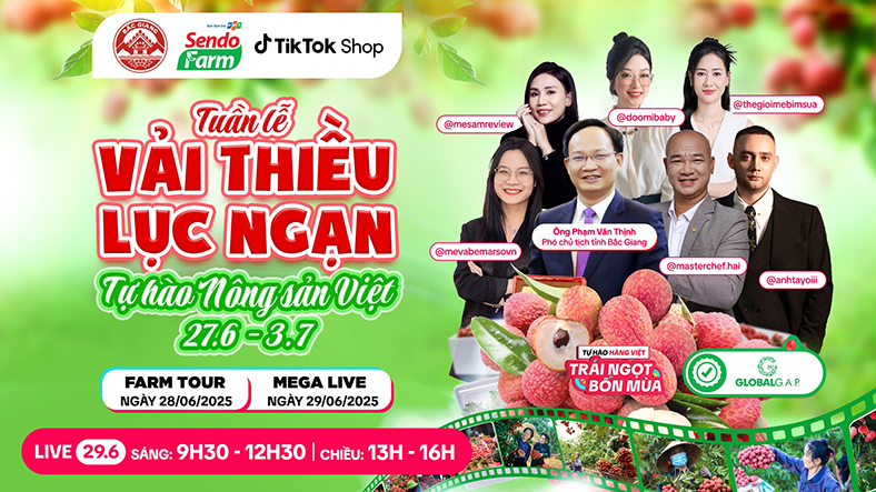Vải thiều đã chín đỏ trên siêu thị online Sendo Farm