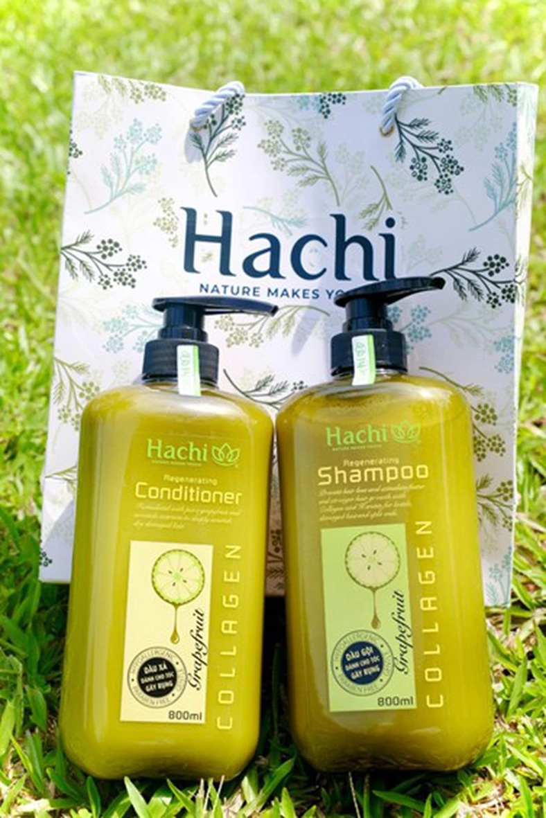 Chăm sóc tóc gãy rụng với bộ đôi dầu gội - xả bưởi bơ Hachi Regenerating
