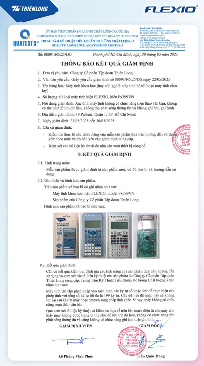 Máy tính khoa học Flexio được phép mang vào phòng thi