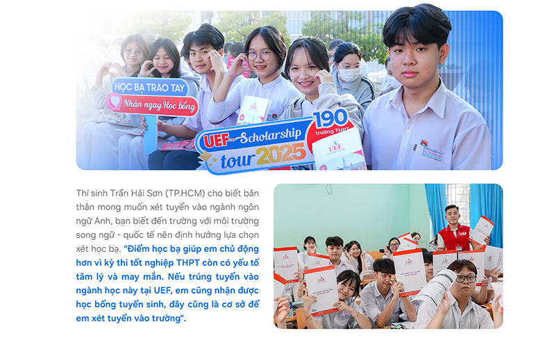 UEF nhận hồ sơ xét học bạ đến 30-6